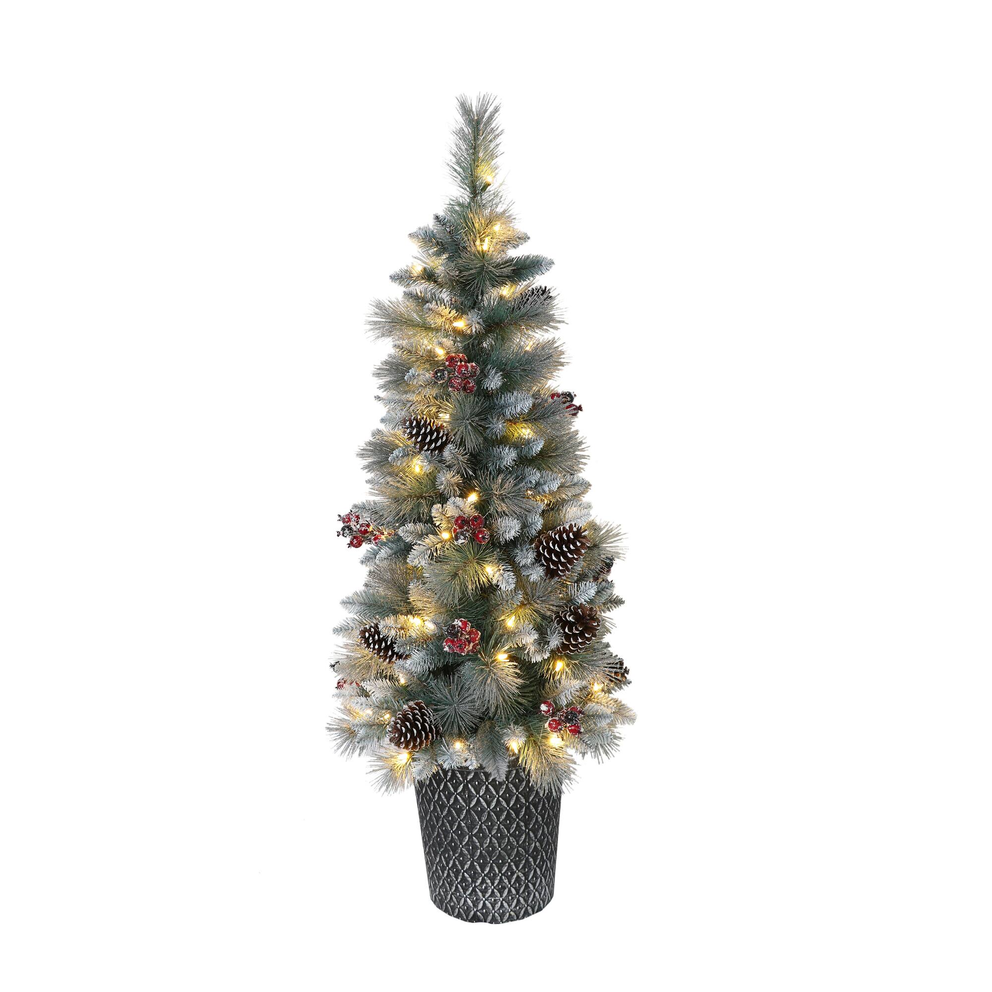 6 Pack: 4.5ft. Pre-Lit Sterling Pine Artificial Christmas Tree in Decorative Pot, Clear Lights
